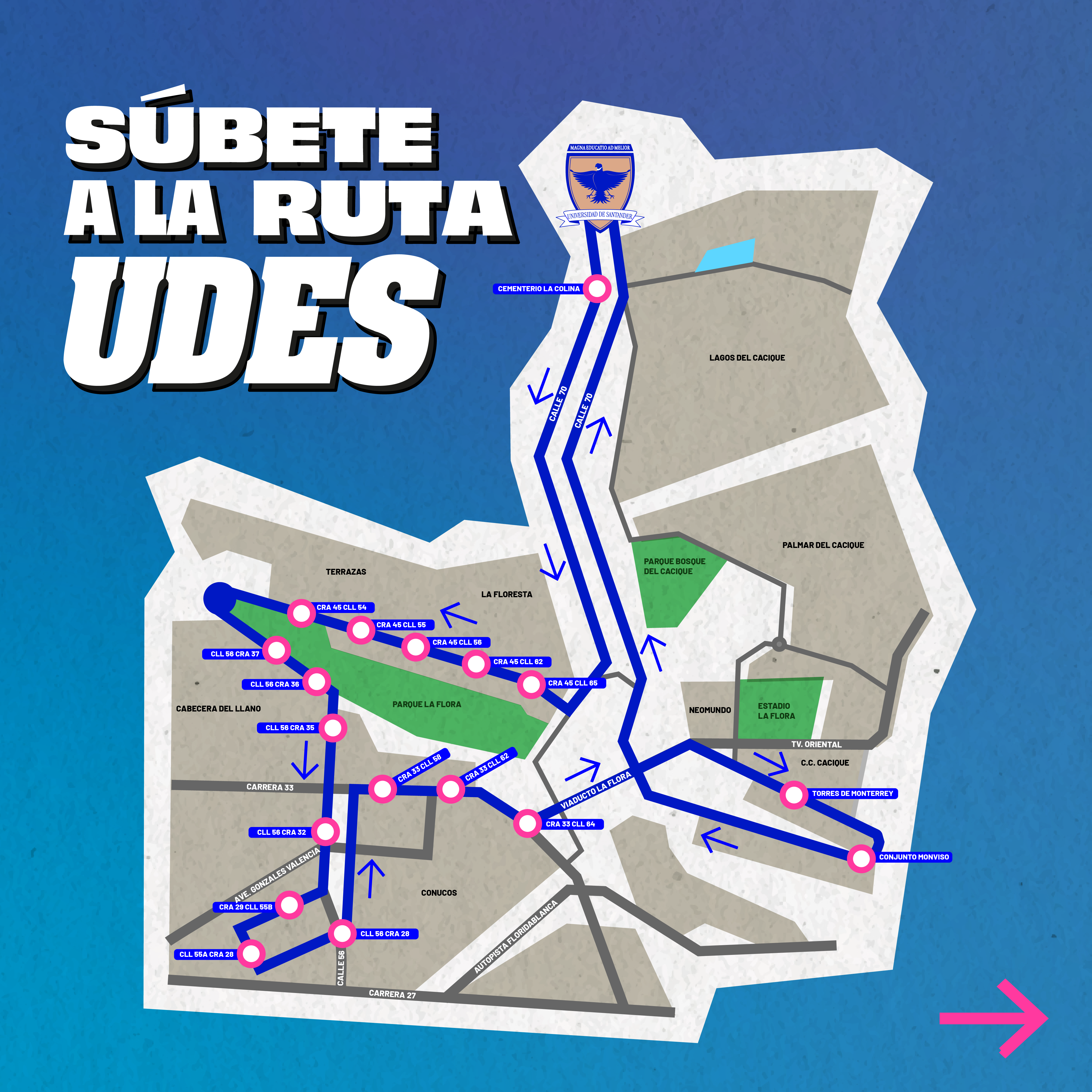 mapa recorrido ruta bus udes