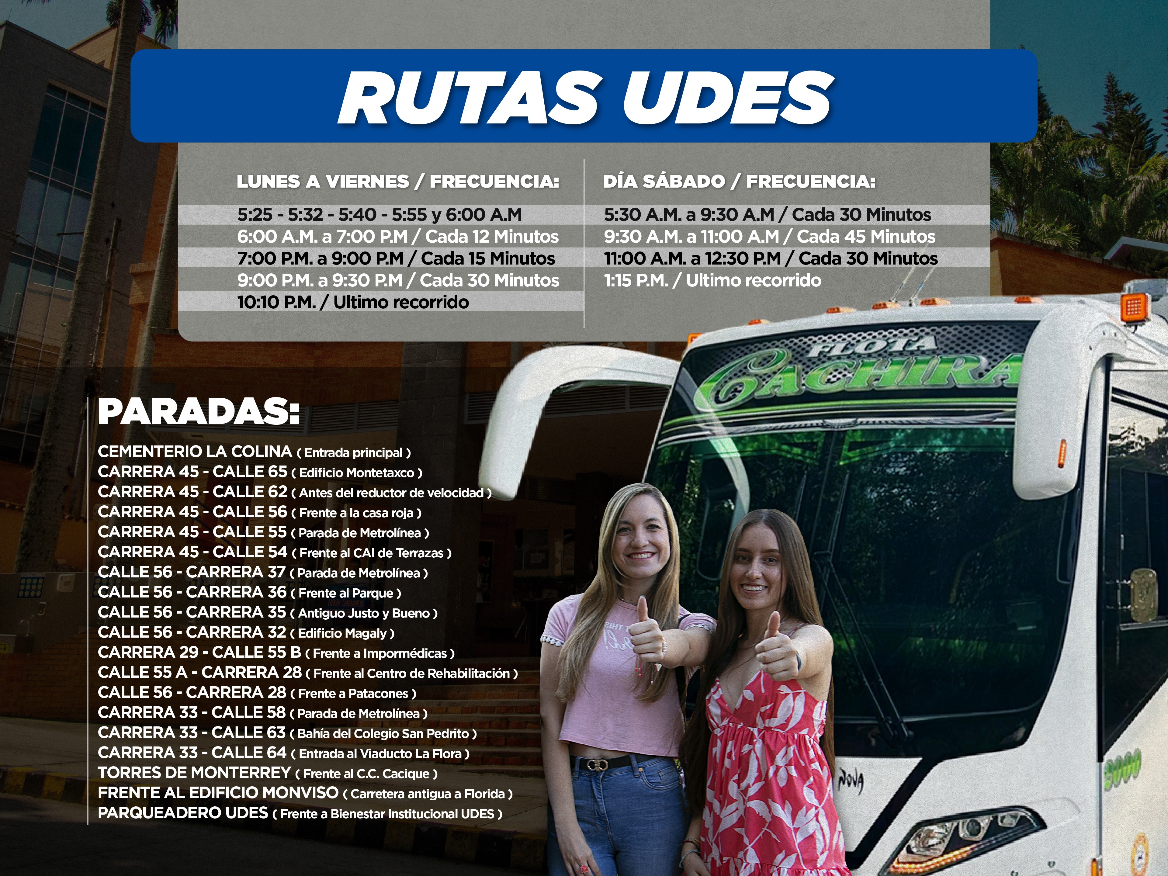 ruta bus udes recorrido bucaramanga