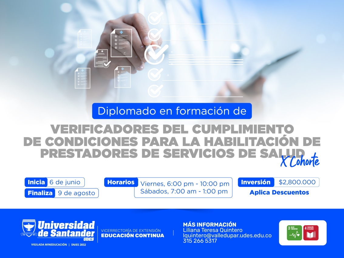 Diplomado en Formación de Verificadores del Cumplimiento de Condiciones para la Habilitación de Prestadores de Servicios de Salud X Cohorte