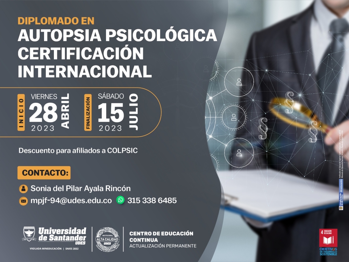 Diplomado en Autopsia Psicológica - certificación internacional