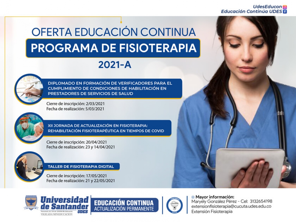 Oferta Educación continua Programa de Fisioterapia Campus Cúcuta 2021–A