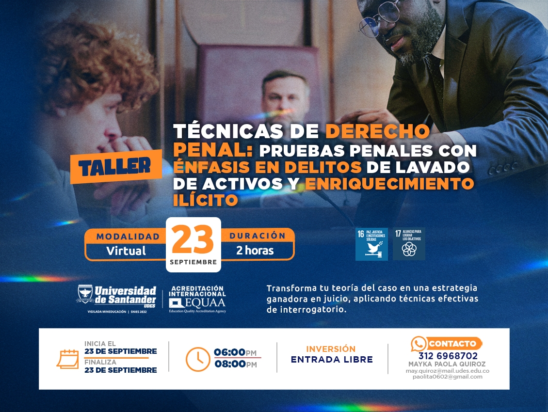 Taller "Técnicas de Derecho Penal: Pruebas Penales con Énfasis en Delitos de Lavado de Activos y Enriquecimiento Ilícito"