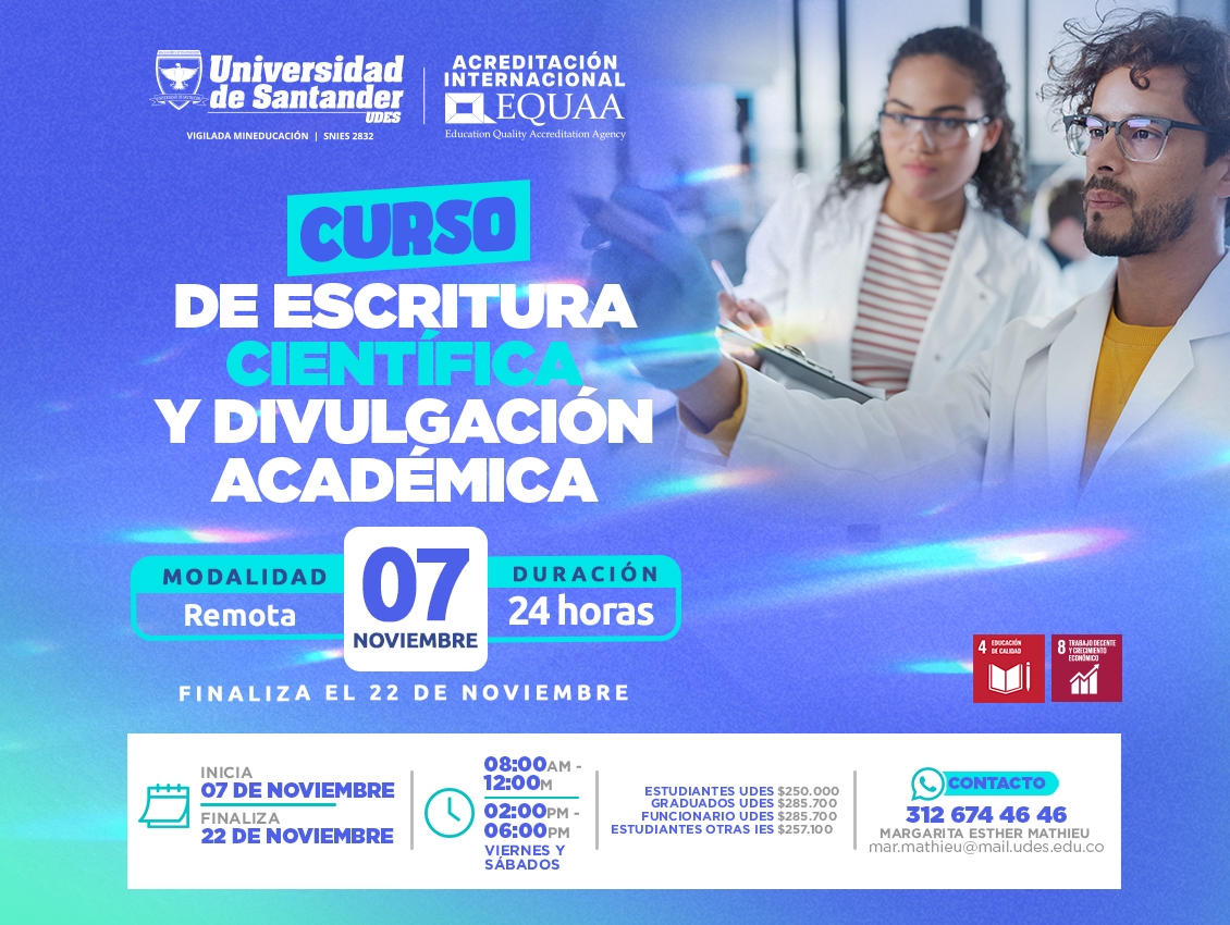 Curso de Escritura Científica y Divulgación Académica.