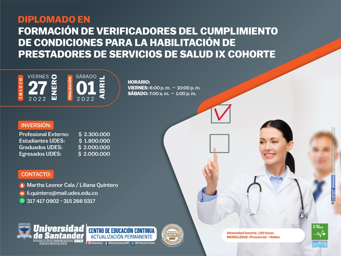Diplomado Formación de Verificadores del Cumplimiento de Condiciones para la Habilitación de Prestadores de Servicios de Salud