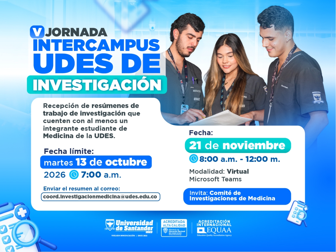 Recepción Trabajos de Investigación "V Jornada Intercampus UDES"