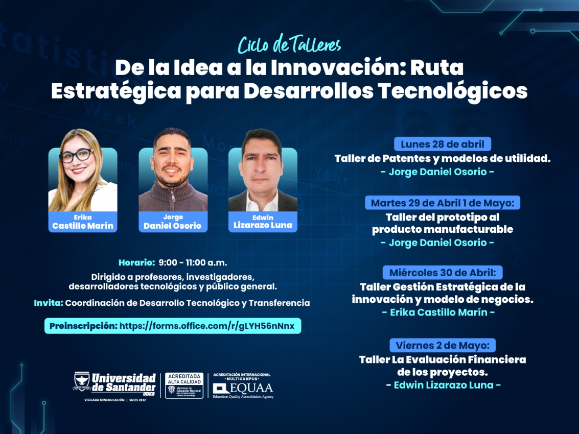 Ciclo de Talleres "De la Idea a la Innovación: Ruta Estratégica para Desarrollos Tecnológico”