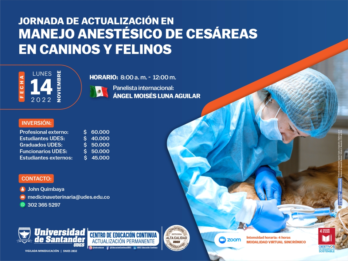 Jornada de Actualización en Manejo Anestésico de Cesáreas en Caninos y Felinos