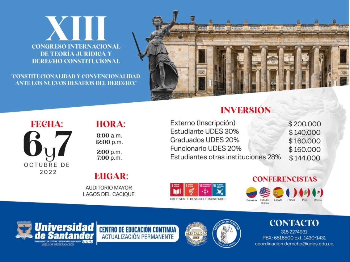'XIII Congreso Internacional de teoría jurídica y Derecho constitucional: constitucionalidad y convencionalidad ante los nuevos desafíos del Derecho'