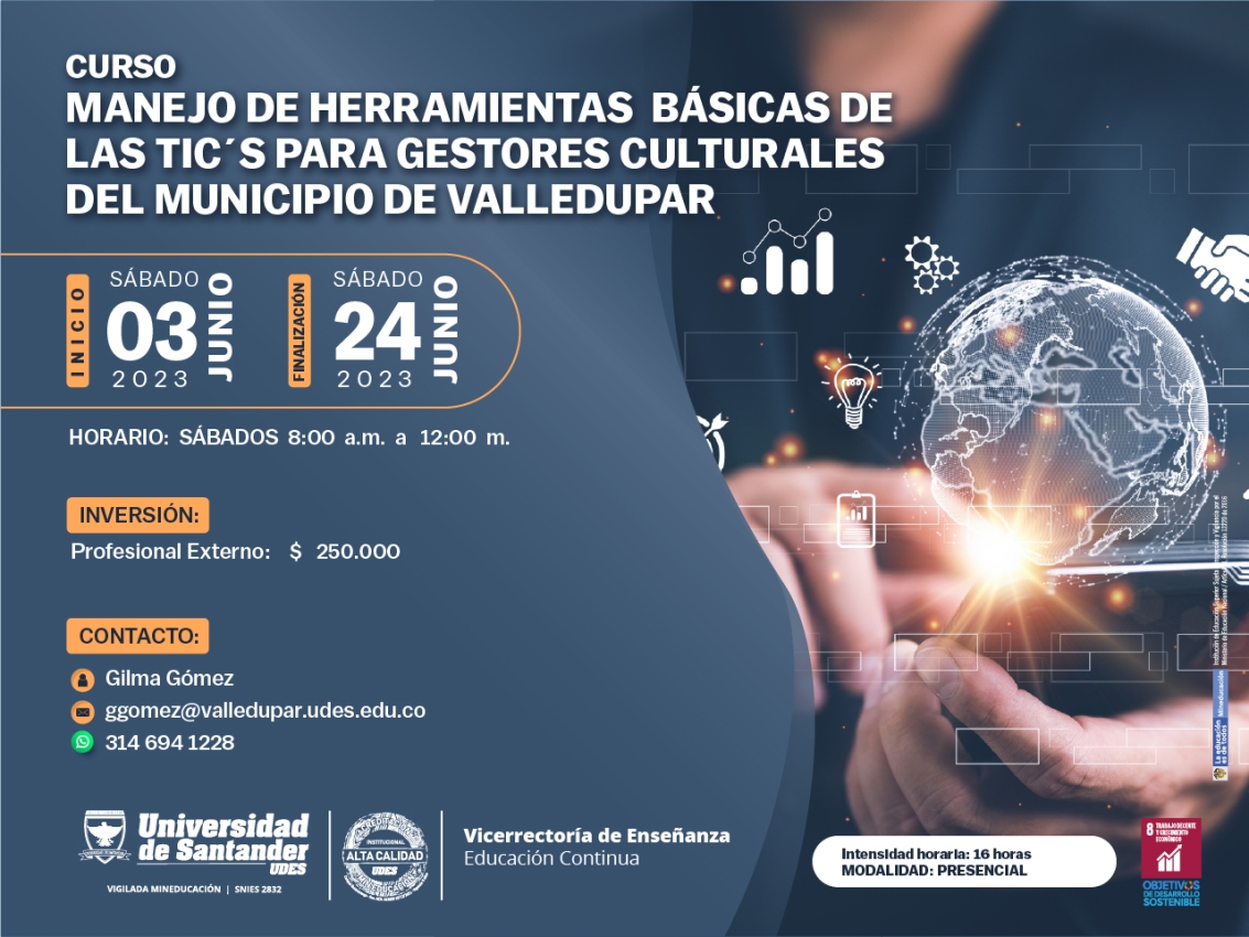 Curso Manejo de Herramientas Básicas de las TICS para Gestores Culturales del Municipio de Valledupar