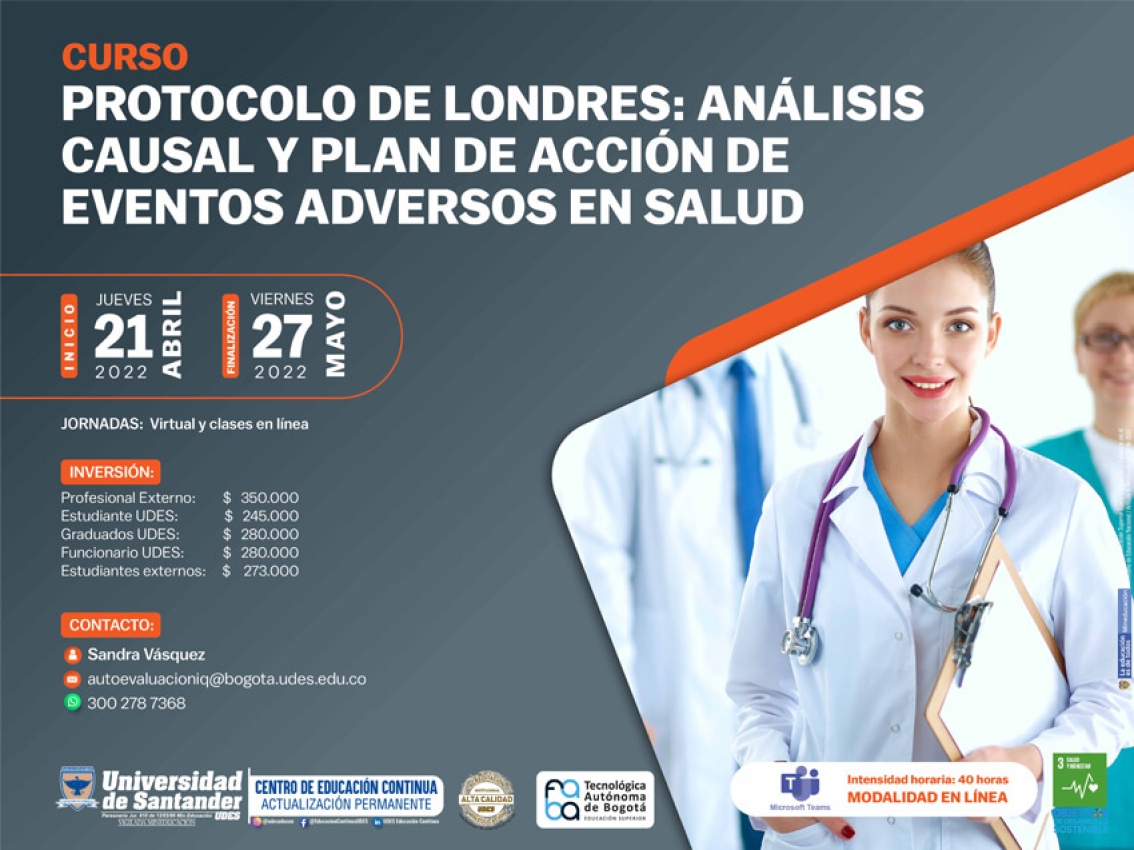 Curso protocolo de Londres: análisis causal y plan de acción de eventos adversos en salud