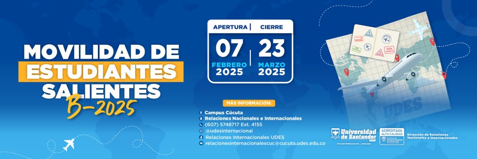 Convocatoria movilidad académica estudiantes UDES B-2025