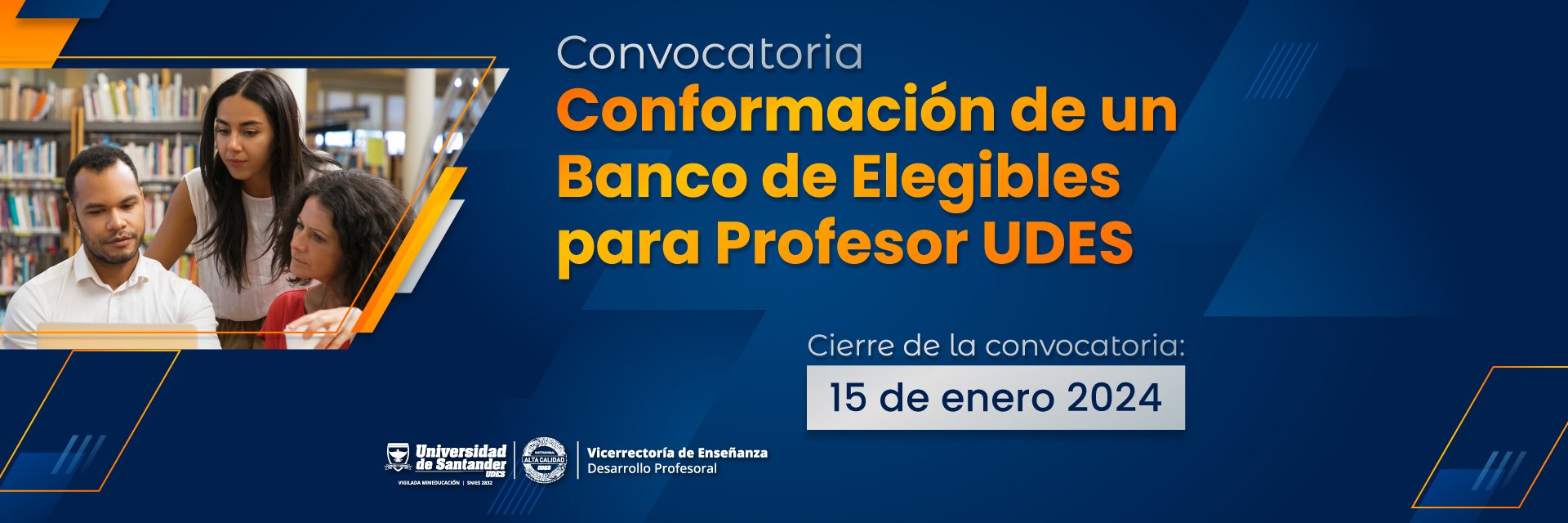 Convocatoria 'Conformación de un Banco de Elegibles para Profesores UDES'