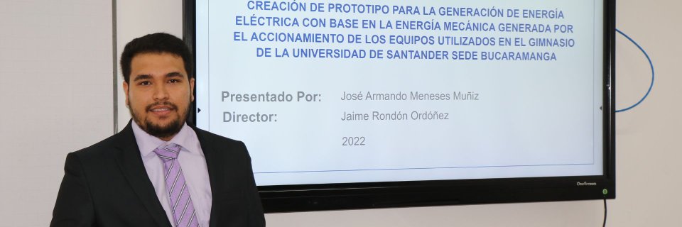 Estudiante UDES desarrolló mecanismo para generar energía eléctrica con bicicletas estáticas