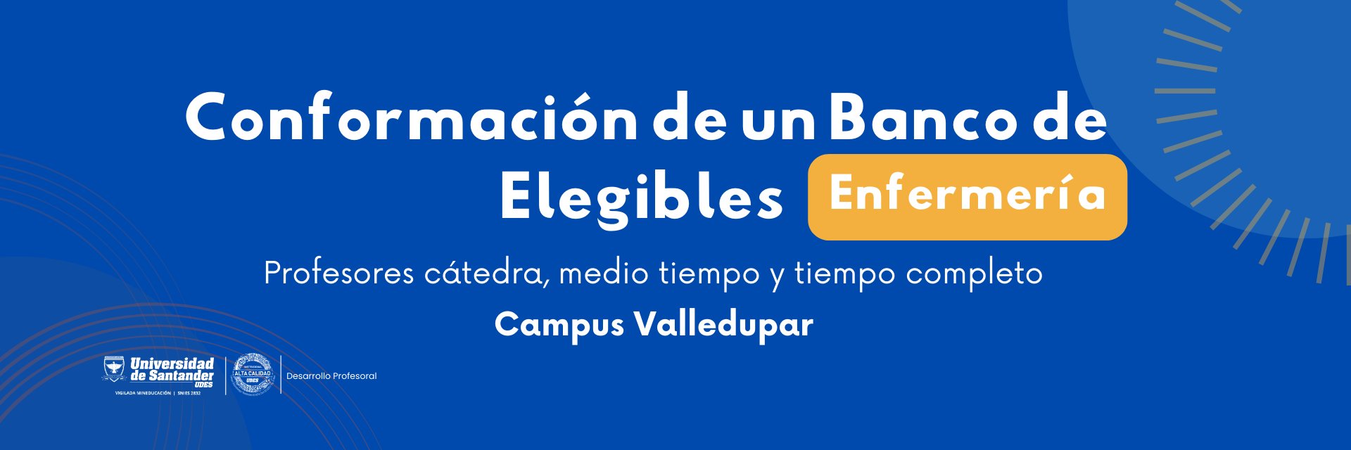 Convocatoria conformación banco de elegibles para programa de Enfermería – Campus Valledupar